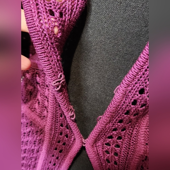 NWT Dana Buchman 100% Silk Burgundy/eggplant Women's Cardigan - Picture 5 of 8